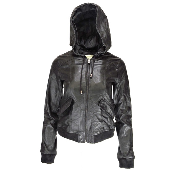 ⚜ BB DAKOTA ⚜ LEATHER HOOD JACKET - Picture 1 of 4